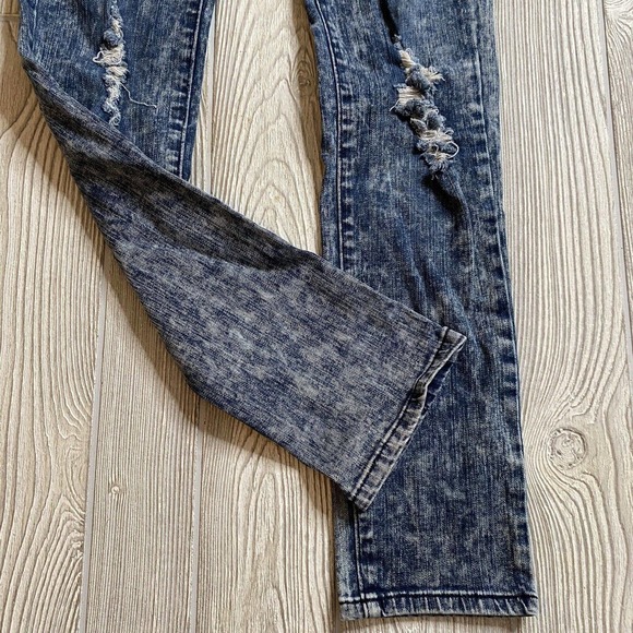 JCJQ Denim Skinny Overalls Womens L 30x30 Stonewash Stretch Torn Distressed - Picture 4 of 12